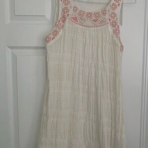 Cream and Pink Embellished Pleated Sundress